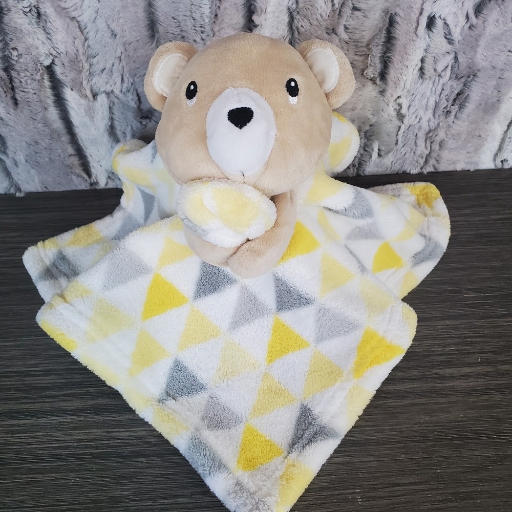 S.L.‎ SL Home Fashions Beige Teddy Bear Lovey - Yellow Gray Triangles